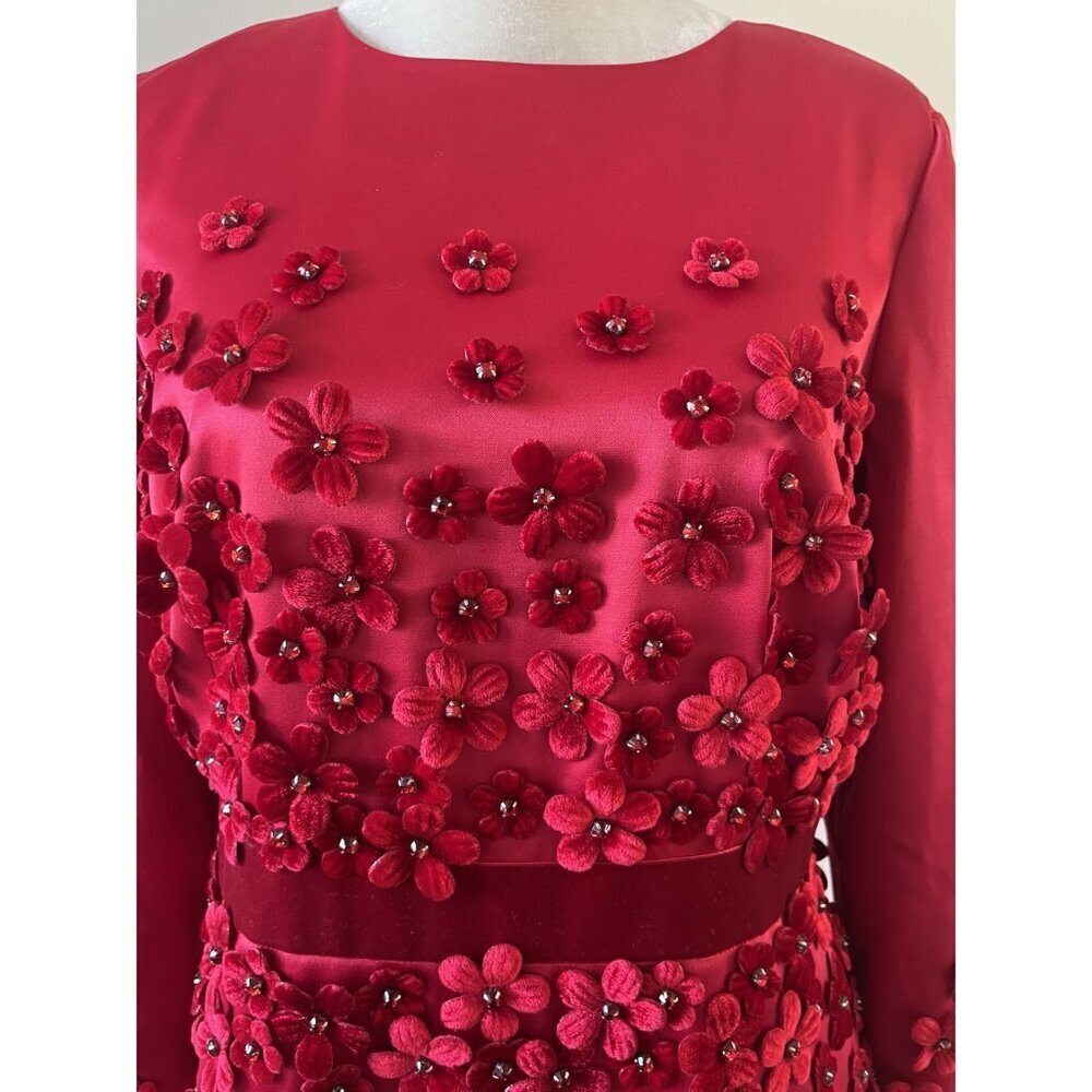 Hobbs London Lavinia Dress Hand Sewn Floral Red 10 - Picture 7 of 13
